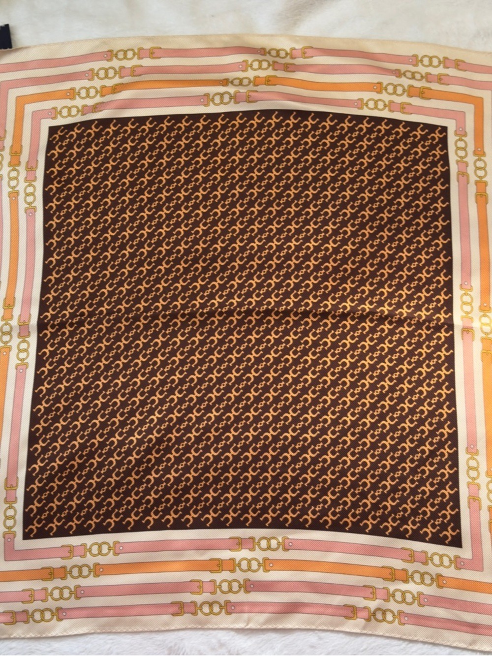 Silk-Feel Scarf with Pink & Brown Equestrian Print - Picture 3 of 6